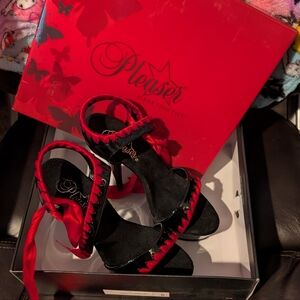 Pleaser Heels Stiletto Black Red Bow Delight-615 6